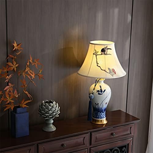 Lâmpada de mesa chinesa grossa Estudo da sala de estar clássica do vaso decorativo cerâmica Americano, lâmpada de cabeceira de cabeceira