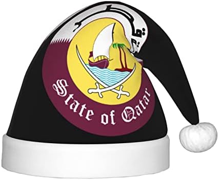 Cxxyjyj emblema do Qatar Santa Hat para crianças Chapéus de Natal Hat para Festival de Festival de Festival de Festival