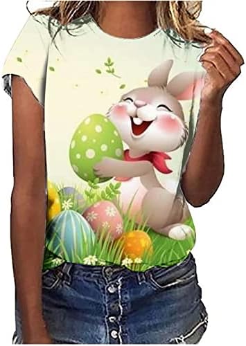 Bunny coelho de páscoa coelho estampa de moletons com impressão gráfica casual camisetas de manga curta de manga curta