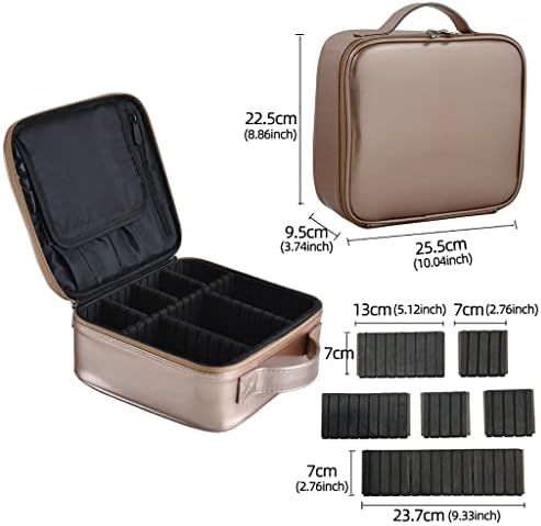 Bolsa de maquiagem de couro BBSJ PU para mulheres de grande capacidade com compartimentos de caixa de cosméticos de viagem
