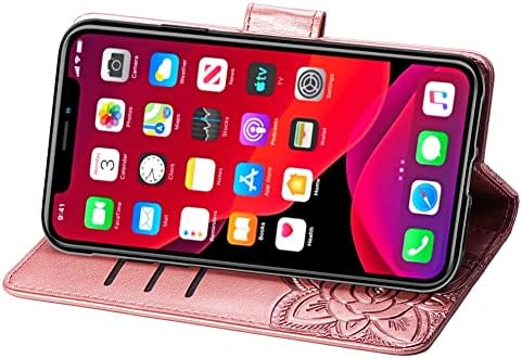 Gyhoya Compatível com a caixa da carteira do iPhone 11 para mulheres, fólio de couro com kickstand magnético e estojo