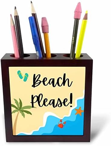 Imagem 3drose de praia - praia, por favor - portadores de caneta de azulejos