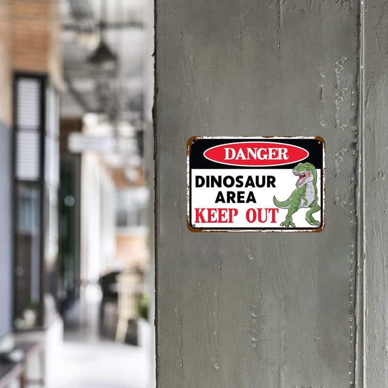 Sinal de dinossauros - 8 x 12 polegadas - Decoração de quarto de dinossauros para meninos - Dinosaur Decor Boys