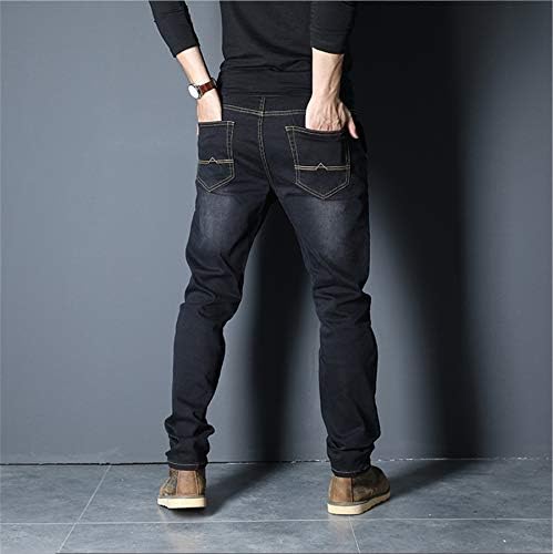 Calça jeans de jeans de jeans soltos de Andongnywell, calça de jeans solto e elástico calças sólidas casuais