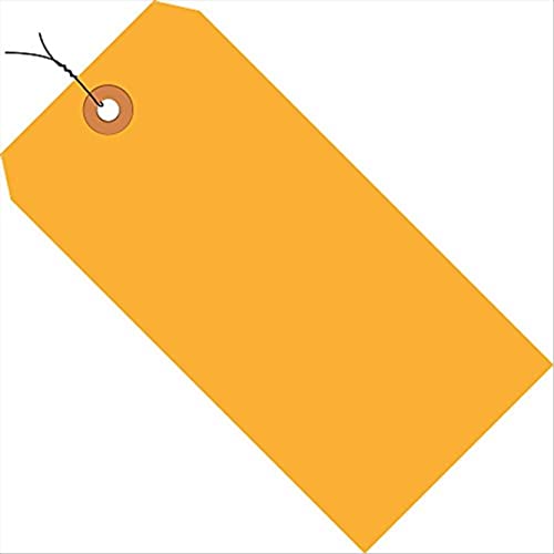 Tags de remessa com fio Aviditi, 3 3/4 x 1 7/8, 13 pt, laranja fluorescente, com ilhas reforçadas, para identificar