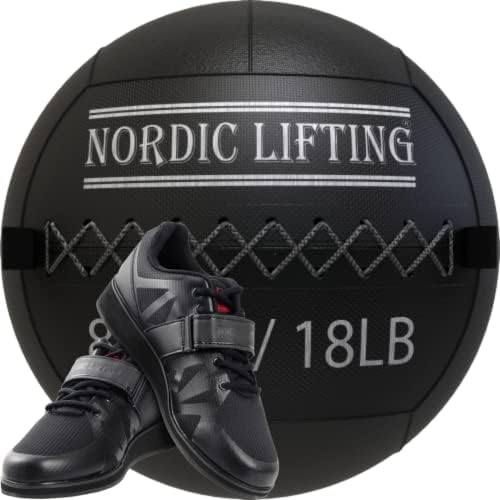 Bola de parede de elevação nórdica 18 lb pacote com sapatos megin tamanho 8.5 - preto