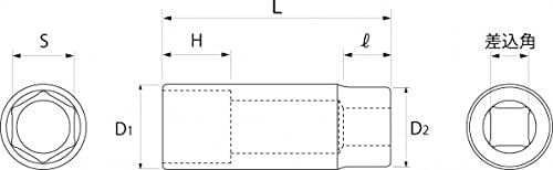 Principal DS-419 Soquete profundo da superfície para chaves de soquete, lado oposto de 0,7 polegadas, ângulo de inserção
