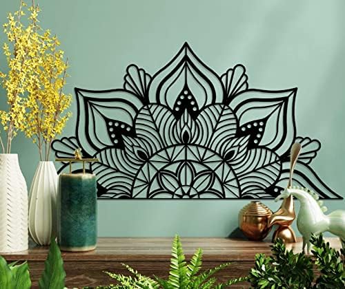 Resama grande decoração de parede de mandala de metal, arte exclusiva da parede de flores de lótus, adequada para o escritório e decoração interna e externa em casa
