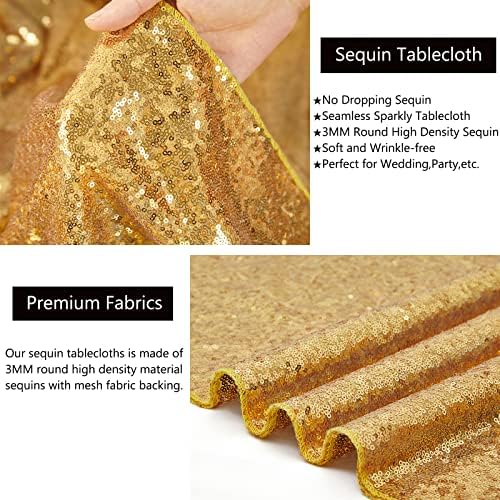 Tonelada de lantejoulas de ouro Soardream 90x132 polegadas Retângulo Linen de mesa de glitter sem costura para decorações de