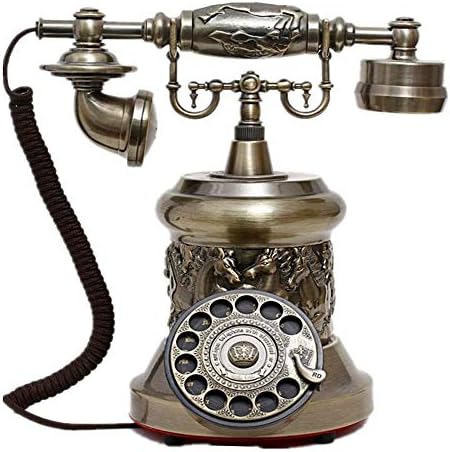 Telefone antiquado retrô Telefone europeu Antigo Dial rotativo Telefones Retro Folhida Telefone da mesa, telefone com fio para
