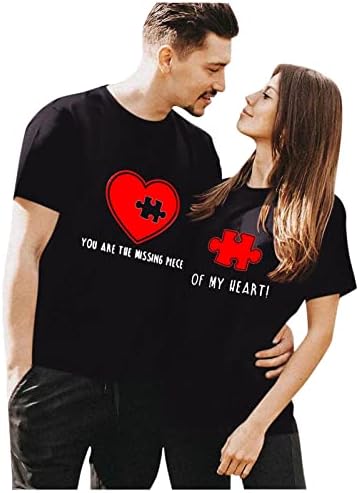Roupas de combinação de shusuen para casais presentes para ele e seu coração impressão casal camisetas camisetas do