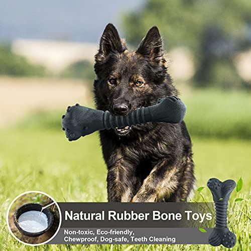 Compernee Tough Dog Chew Toys Bone Para uma raça grande, Big Bone Chew Toys Para cães médios, jogo de brinquedos para cachorro de borracha durável, filhote de filhote de filhote de filho