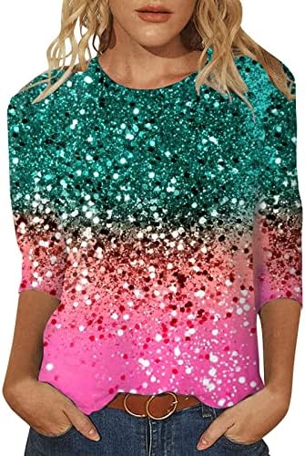 Girls adolescentes 3/4 de manga Tops gradiente bloco de cor cereja flores gráficos Bloups Boat Neck Tops casuais 2023 DV