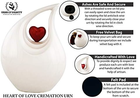 Cremação urna coração de amor urna para cinzas humanas- cremação urna para funeral, colombério ou casa, urnas de cremação para cinzas