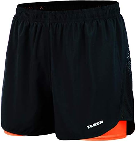 Tlrun Men's 2 em 1 shorts de corrida de corrida de 3,5 polegadas de 3,5 polegadas de maratona seca de ginástica de ginástica