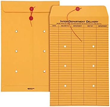Envelopes interdepartamentais governados, 10 W x 15 L, 32 String & Button 32 lb. - 500 pacote