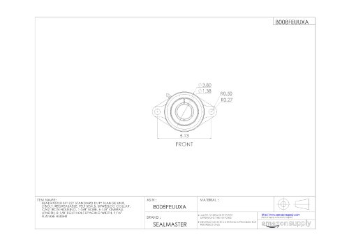 Sealmaster SFT-22T Unidade de flange de serviço padrão, 2 parafuso, arrependimento, vedações de feltro, colarinho skwezloc, alojamento