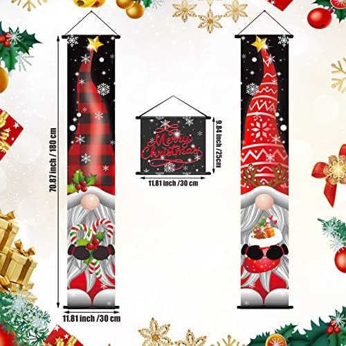 Tatuo 3 peças Varanda de Natal Decoração de Natal Gnome Sinais de boas -vindas Banners Decoração de portas de férias de inverno para