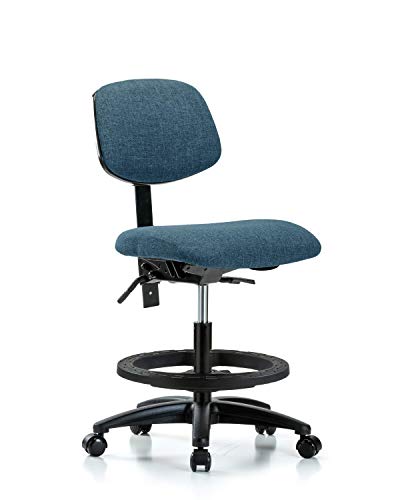 Labtech Seating LT42457 Cadeira de bancada média, tecido, base de nylon - inclinação, anel de pé preto, rodízios, Borgonha