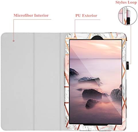 Fingic Galaxy Tab A 10.1 case 2019 T510/T515/T517 PU Design de mármore de couro Ultra Slim Folio Stand Stand Smart Cover Caso