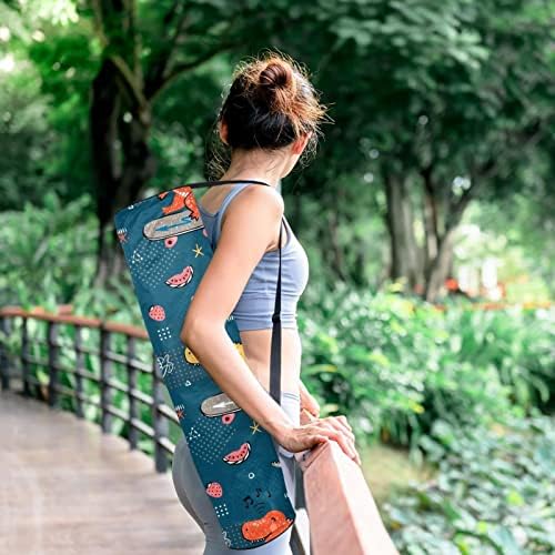 Dinasaur Skatista Yoga Mat Bags Full-Zip Yoga Carry Bag for Mulher Homens, Exercício de ioga transportadora com cinta ajustável