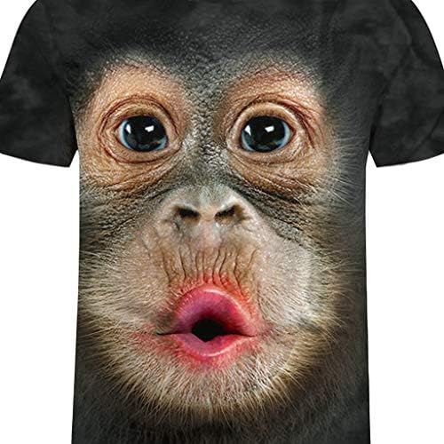 Wenkomg1 Men's Crewneck Camiseta Gorilla Print Camisetas Camisetas Casuais Tops Fun Fun Gráfico de Manga Curta