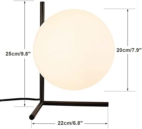 Bokt moderno meados do século Matte Globe Tabela Lâmpada Post Mini Mini Lâmpada de Glass de Vidro Branco Fazenda Industrial Fazenda Industrial Tadaeira A iluminação da lâmpada de cabeceira