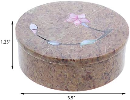 LI'SHAY MARBELE SOAPSTONE Caixa com flores grandes círculos