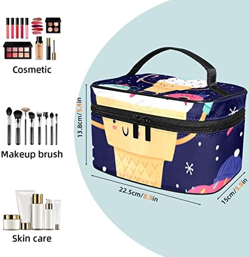 Tbouobt Bolsa cosmética para mulheres, bolsas de maquiagem Bolsa de higiene pessoal espaçosa presente de viagem, macaron de sorvete de rosquinha