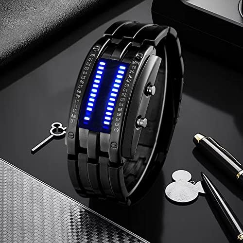 Gosasa Wrist Watches Men's Led Digital Watch Moda clássica clássica à prova d'água Relógios de aço inoxidável preto