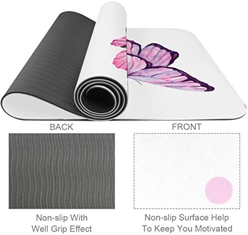 Leveis Yoga Mat Rosa Butterfly Padrão de espessura sem escorregamento de exercícios para exercícios para viagens de piso de academia