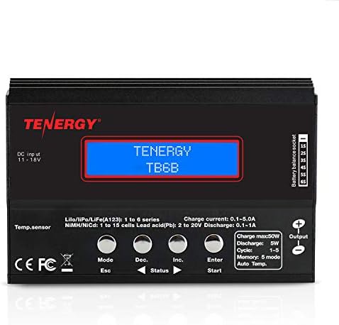 TENERGER TB6-B BALANÇO DO CARRANGO DE BALANÇO 1S-6S CARREGADOR DE PACAS DE BATERIA DIGITAL PARA NIMH/NICD/LI-PO/LI-FE Pacote LCD