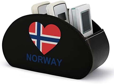 Love Norway TV Control Remote Control com 5 compartimentos PU Organizador de armazenamento de caixa de couro para material