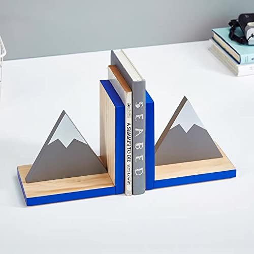 Livros de madeira da Snow Mountain, suportes para suportes para livros não deslizantes, suportes para livros decorativos