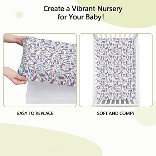 Folhas de mini berço com temas de berçário, lençóis portáteis de mini berços de berço lençóis de colchão para meninas meninas, 24 “x38”, multicolor