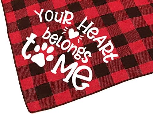 DOG Valentines Day Bandana, lenço de cachorrinho xadrez de búfalo vermelho
