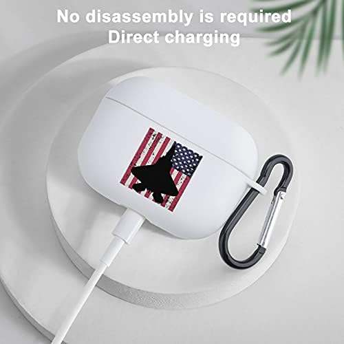 Patriótico Flor do Raptor F-22 Jato American Flag Silicone Protective Chofsoof Coupa compatível com Apple AirPods Pro