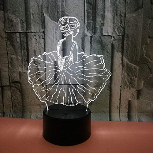 3D Ballet Ballerina Angel Night Tabel leve lâmpada Decoração mesa mesa de ilusão óptica Lâmpadas 7 luzes de cor Luzes de mesa