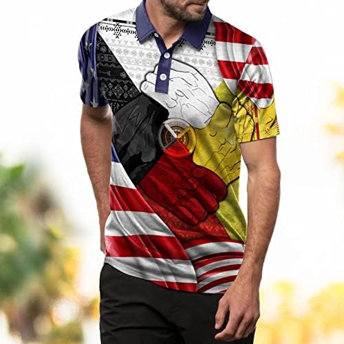 HDDK Camisetas Polo patrióticas para homens, American Flag Ethnic Indian Tees Tops Summer Summer Short Sleeve Casual