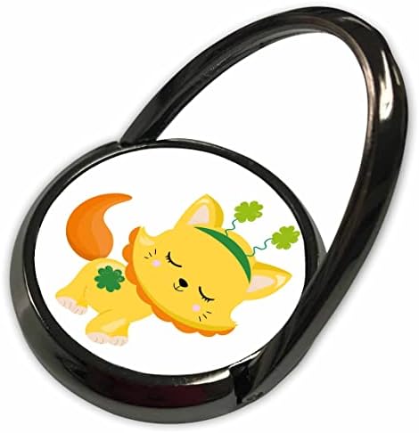 3drose gato irlandês amarelo bonito vestindo uma banda de cabeça de trevo de quatro folhas - anéis de telefone