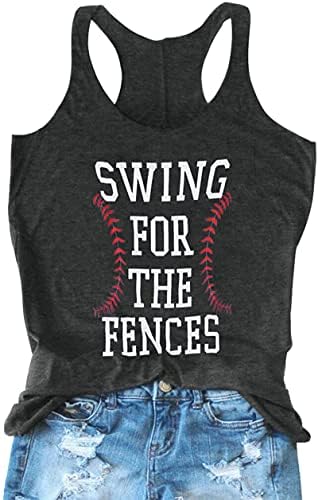 Camisa de beisebol mulheres balançam para o tanque de corredas de cerda de beisebol mamãe de verão com colete sem mangas com camiseta casual