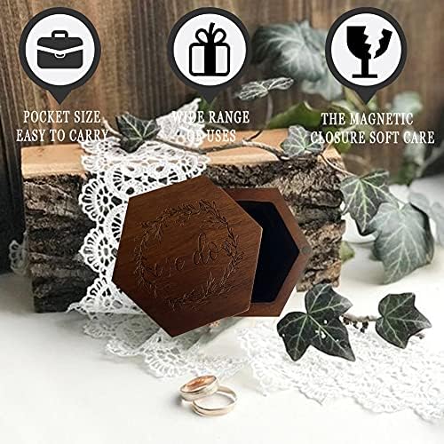 Betaulife Ring Barer Box Ring Bourer Bouils Caixa de anel de madeira para cerimônia de cerimônia de casamento decoração