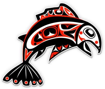 GT Graphics Pacific Northwest Native Art Fish Tribal - Adesivo de vinil de 5 - para laptop de carro I -pad - decalque