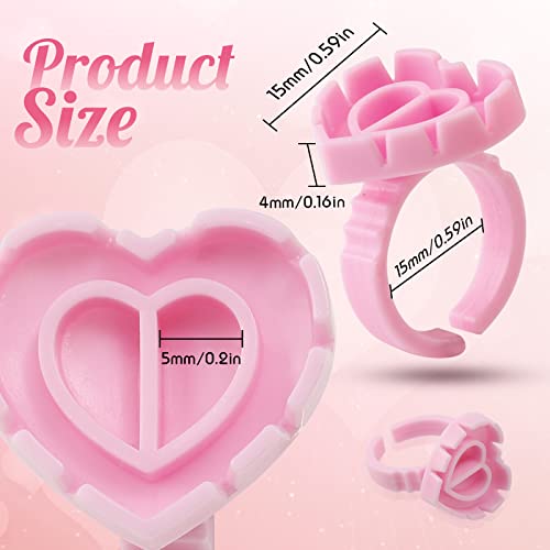 300pcs cola anéis de cola narkysus anéis para extensões de cílios adorável rosa coração cílio cílio portador descartável