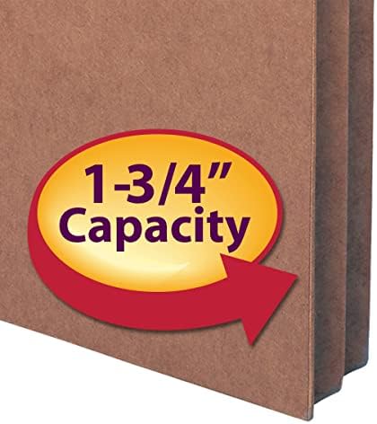 Bolso de arquivo smead, guia de corte reto, expansão de 1-3/4 , tamanho legal, redrope, 25 por caixa