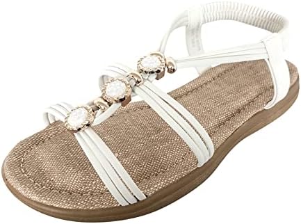 Sandálias para mulheres Vestiy Summer Senhoras Moda de verão Salurma Rhinestone Elastic Band Sandálias romanas Sapatos de sandália