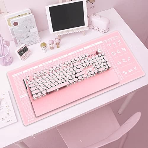 Teclado mecânico de estilo de máquina de escrever rosa e combo de bloco de mouse rosa grande, teclado com fio punk retro