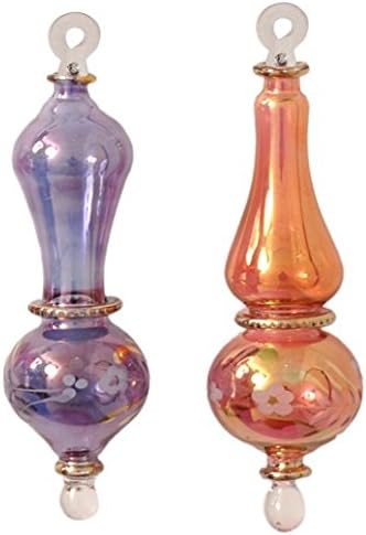 Conjunto de artesanato de 6 ornamentos de Natal de vidro egípcio, estilo vintage para a árvore