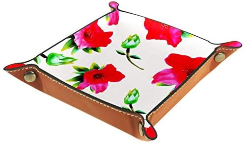 Bandejas de mesa do escritório Muooum, flor floral bege, bandeja de manobrista de couro caixas de sorda