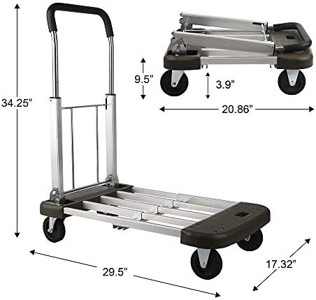 Mercadorias de escalas de escadas com rodas TPR e carrinho de push dobrável